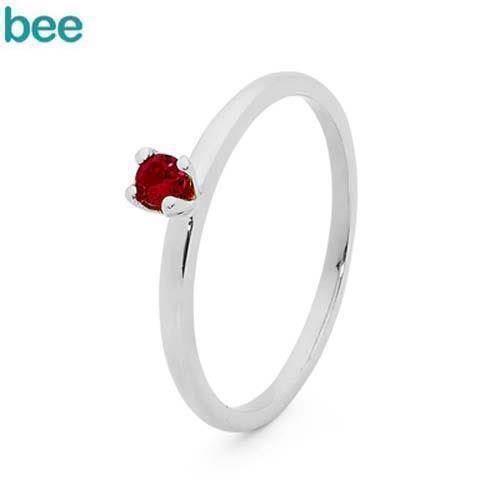 Image of Sterling sølv ring med rød rubin